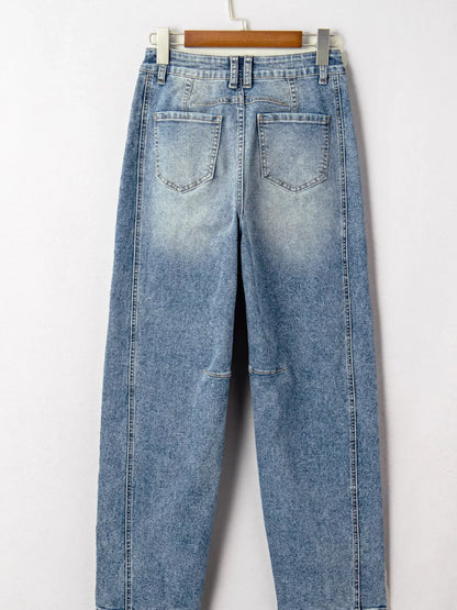 Hazel Blues® |  Vintage Washed Seam Detail Shift Jeans