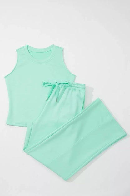 Hazel Blues® |  Drawstring Elastic Waistband Solid Color Two Piece Casual Set