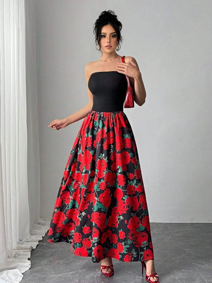 Hazel Blues® |  Floral Tube Maxi Dress