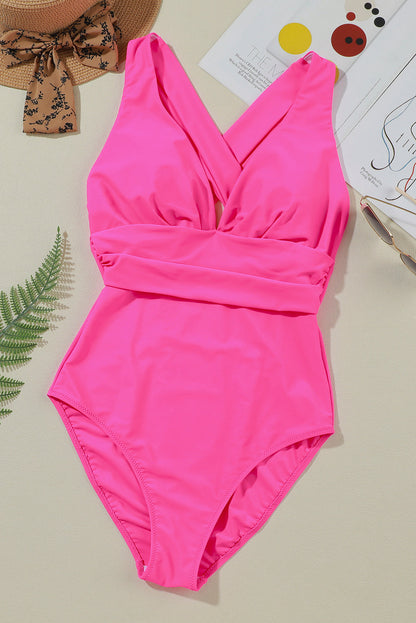Hazel Blues® | Crisscross Wide Strap One-Piece Swimwear