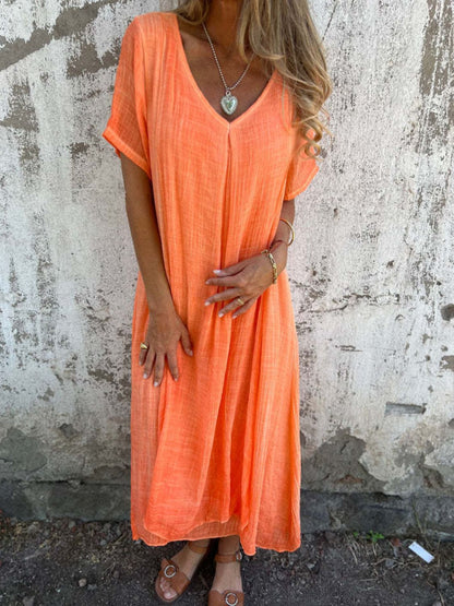 Hazel Blues® | V-Neck Short Sleeve Midi Dress