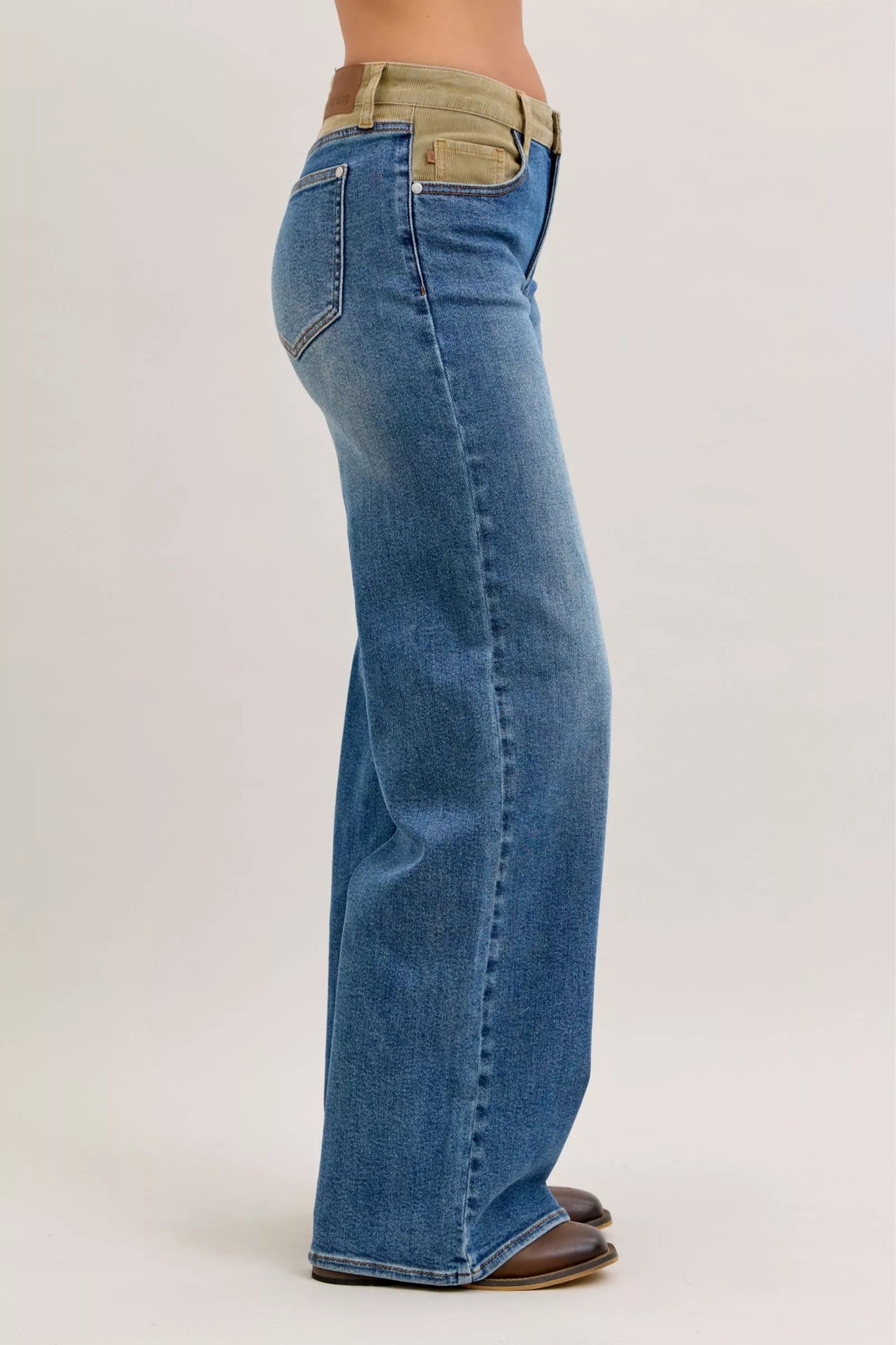 Hazel Blues® |  Judy Blue MR Column Straight Jeans with Corduroy Waist