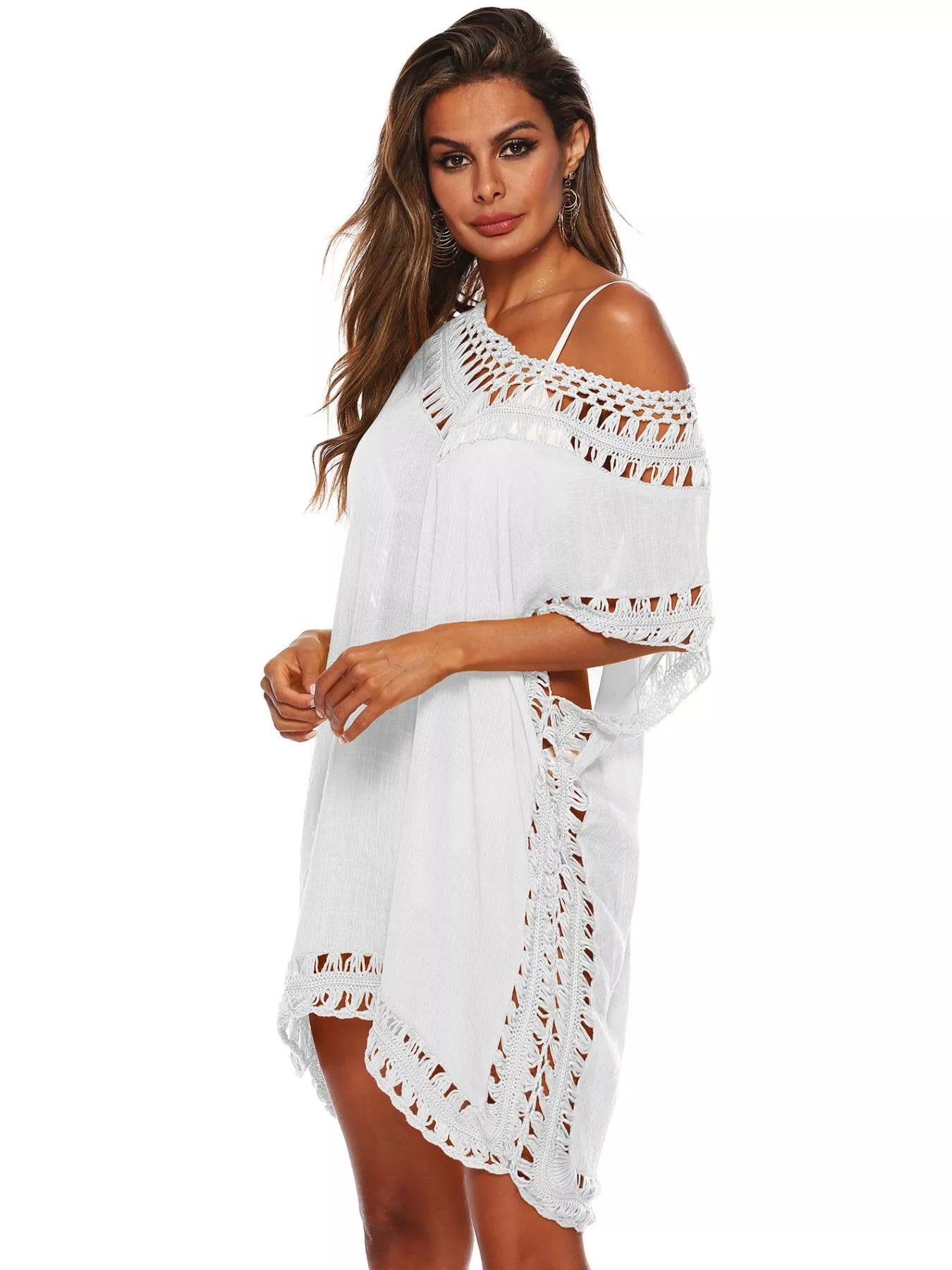 Hazel Blues® | Crochet Trim V-Neck Cover-Up Dress