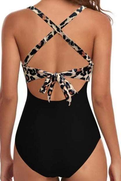 Hazel Blues® | Tied Crisscross Cutout One-Piece Swimwear