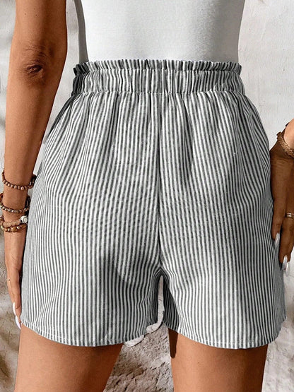 Hazel Blues® |  Striped Elastic Waist Drawstring Shorts