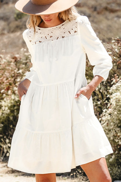 Hazel Blues® |  3/4 Sleeve Tiered Mini Dress