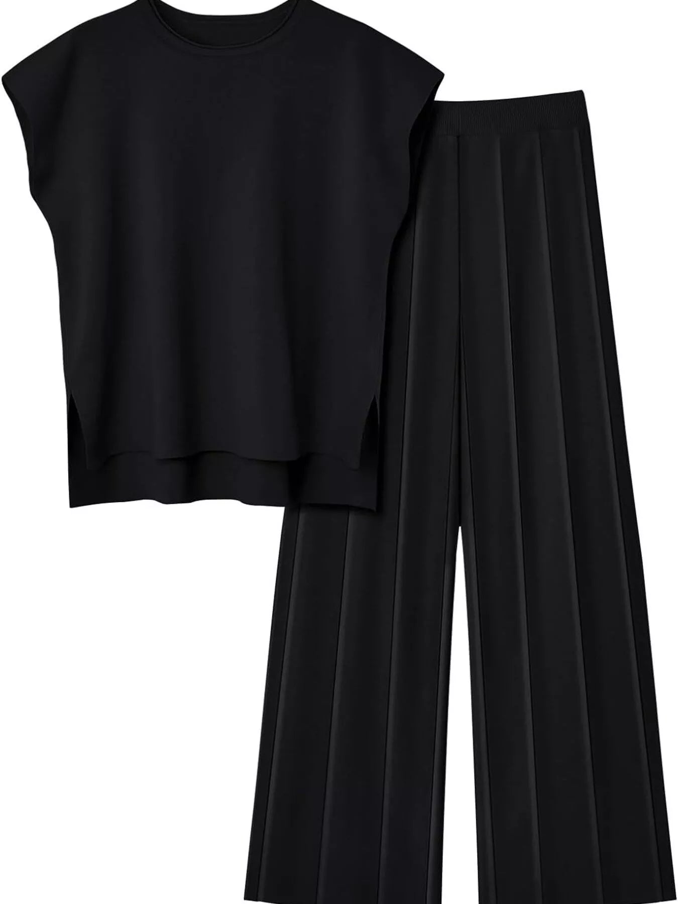Hazel Blues® |  Casual Solid Color Cap Sleeve Top and Pants Knit Set