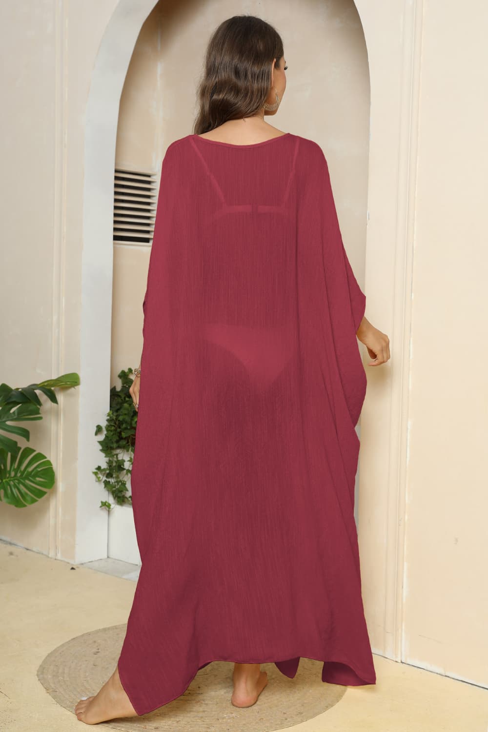 Hazel Blues® | V-Neck Three-Quarter Sleeve Cover-Up