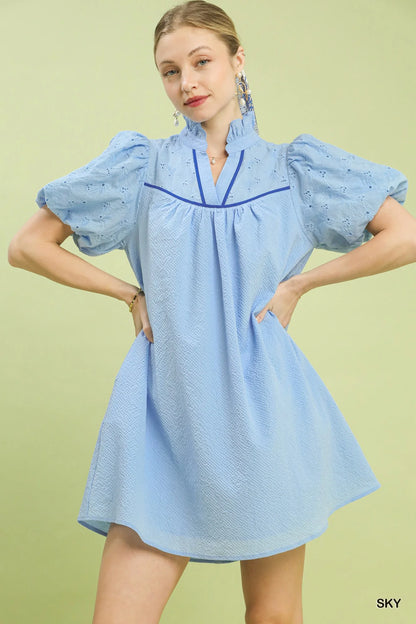 Hazel Blues® |  Umgee Puff Sleeve Textured Babydoll Dress