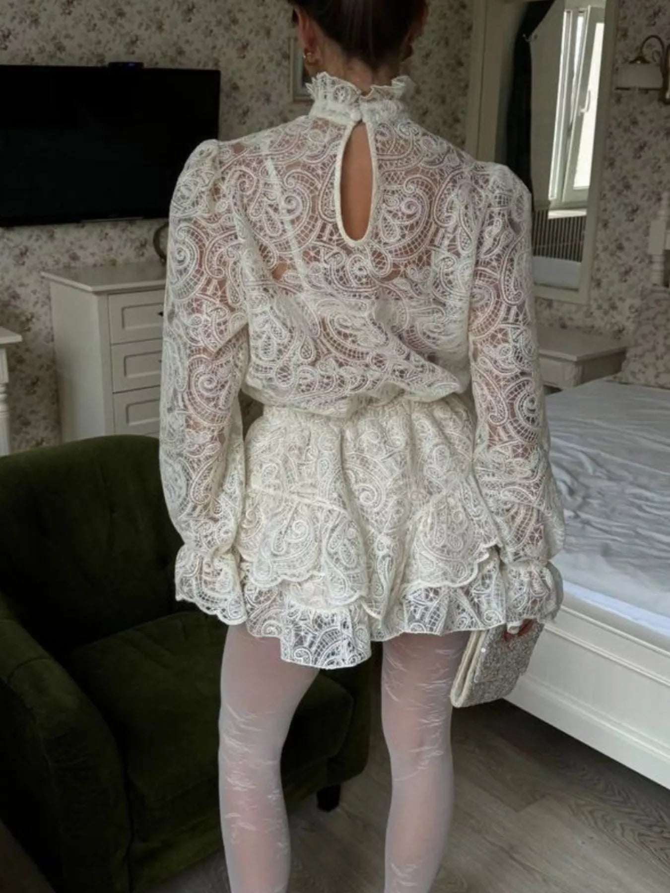 Hazel Blues® |  Lace Long Sleeve Top and Skirt Set