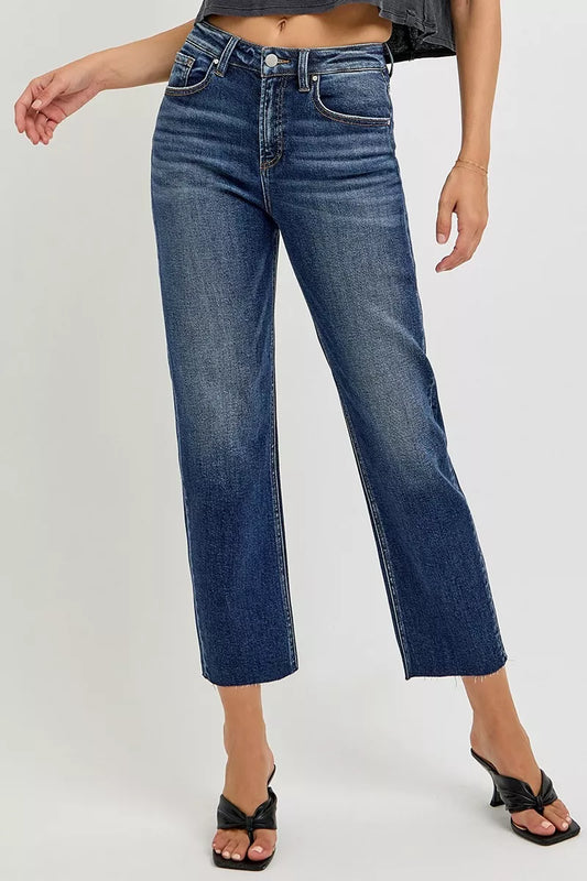 Hazel Blues® |  RISEN High Rise Slim Barrel Jeans