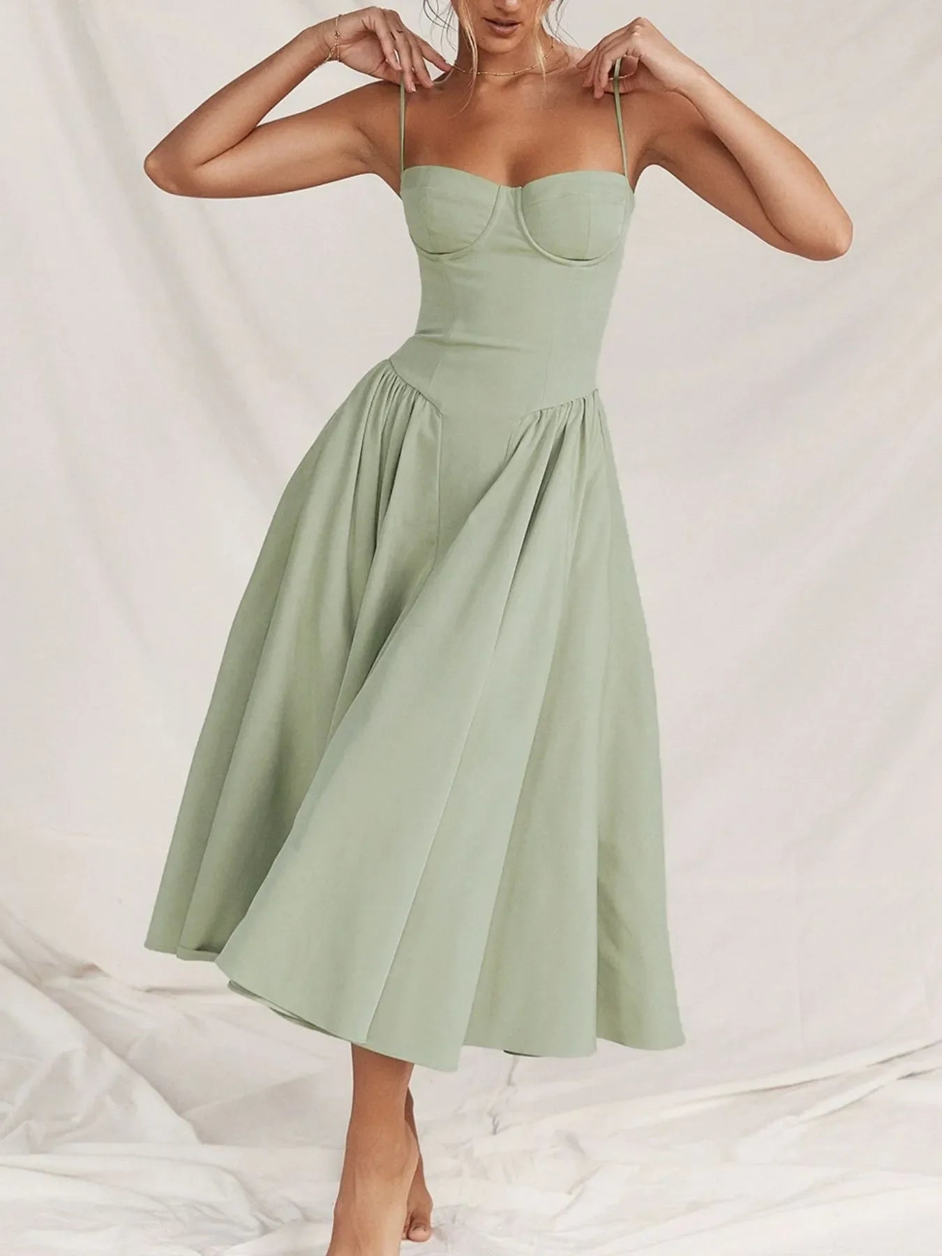 Hazel Blues® |  Ruched Sweetheart Neck Cami Dress