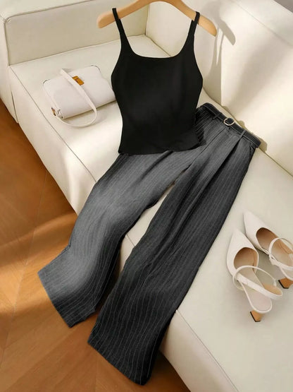 Hazel Blues® |  Sleeveless Top and Wide-Leg Pants Set