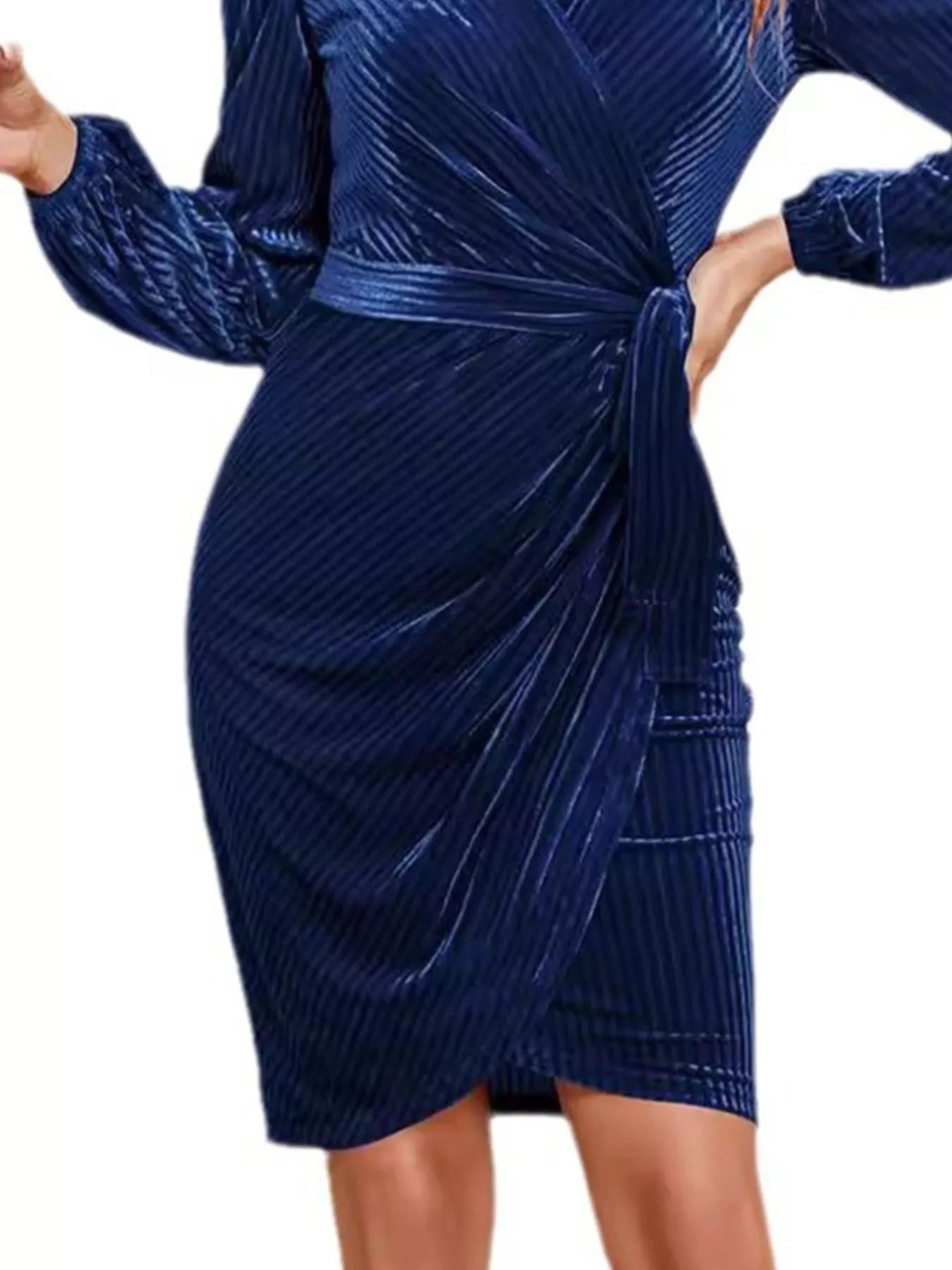 Hazel Blues® |  Surplice Long Sleeve Tie Waist Dress