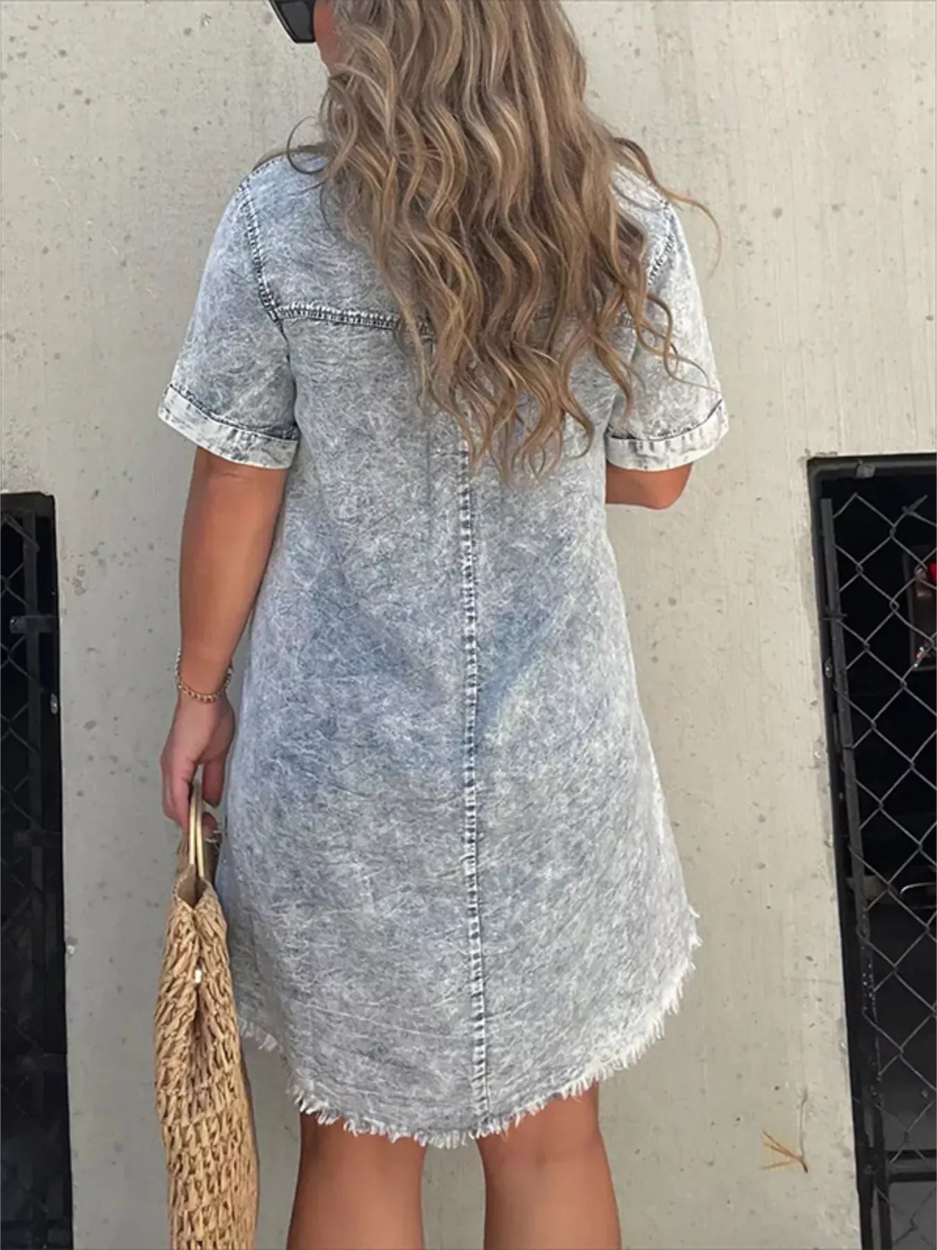 Hazel Blues® | Raw Hem Short Sleeve Dress