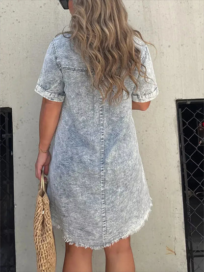 Hazel Blues® | Raw Hem Short Sleeve Dress