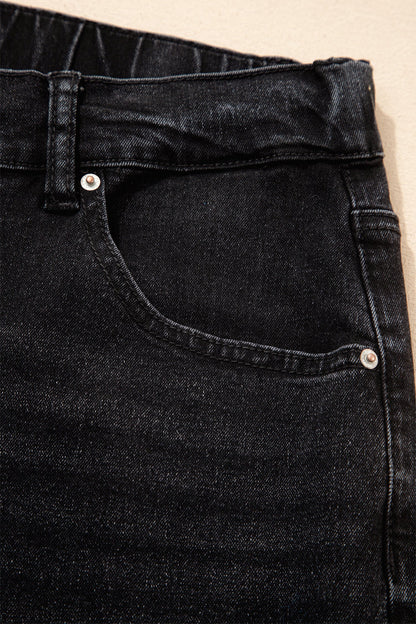 Hazel Blues® | Blue Acid Wash Contrast Lace-up Jeans