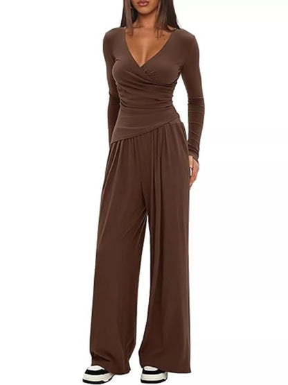 Hazel Blues® |  Casual Long Sleeve Top and Wide Leg Pants Set