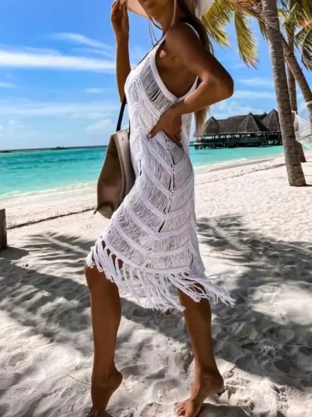 Hazel Blues® | Fringe Scoop Neck Cover-Up