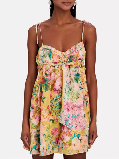 Hazel Blues® |  Floral Print Tie-Shoulder Mini Dress
