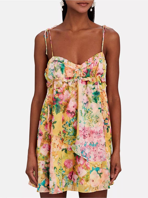 Hazel Blues® |  Floral Print Tie-Shoulder Mini Dress