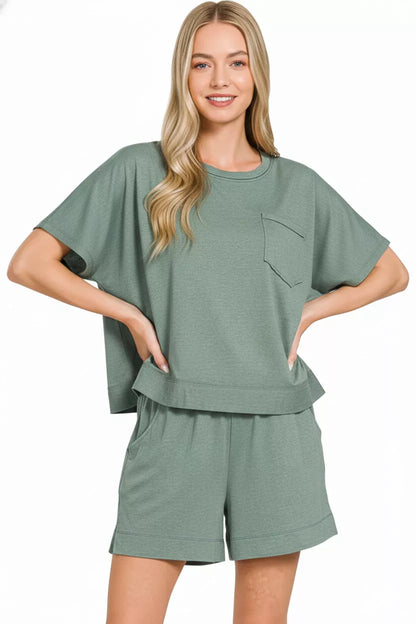 Hazel Blues® |  Zenana Exposed Seam Boxy Top & Shorts Set