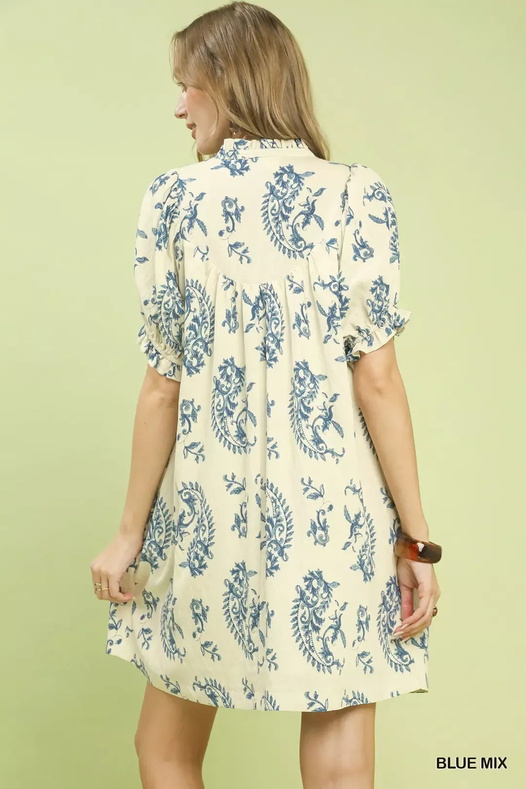 Hazel Blues® |  Umgee Mix Paisley Scallop Trim Dress