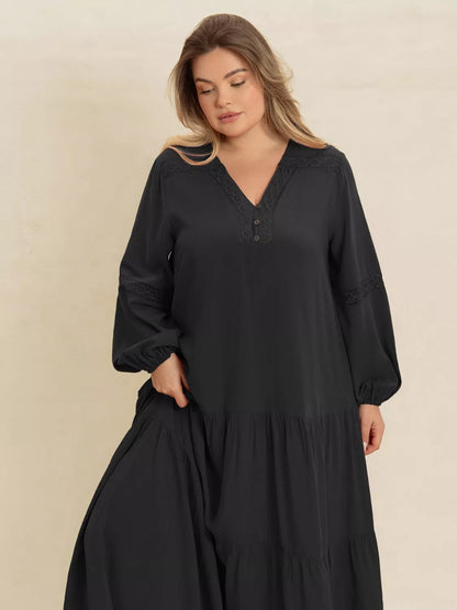 Hazel Blues® | Bohemian Tiered Maxi Dress with Balloon Sleeves
