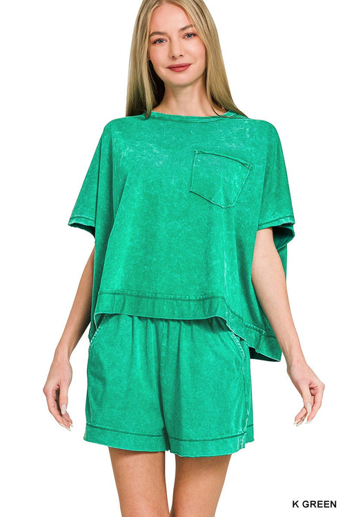 Hazel Blues® |  Zenana Acid Washed Oversized Top & Shorts Set