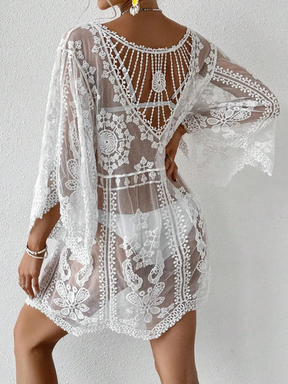 Hazel Blues® | Lace Round Neck Cover-Up