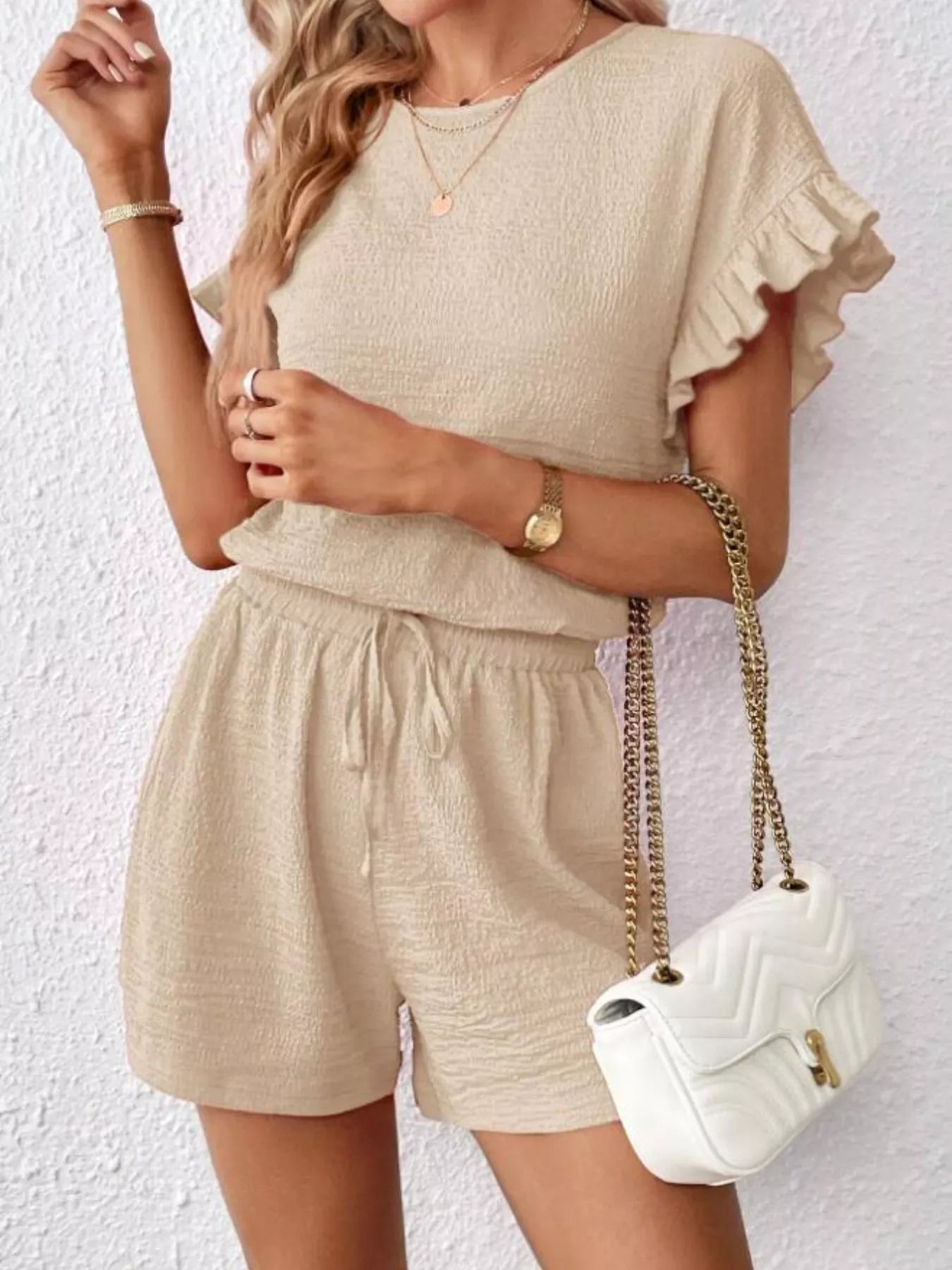Hazel Blues® |  Round Neck Tee and Shorts Set