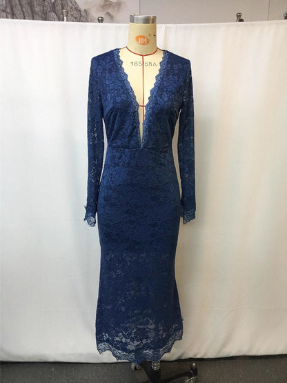 Hazel Blues® | Lace Long Sleeve Midi Dress