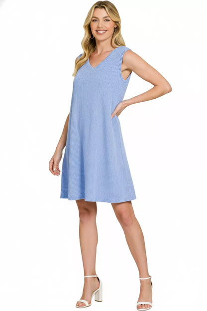 Hazel Blues® |  Zenana Raised Rib Sleeveless Mini Dress