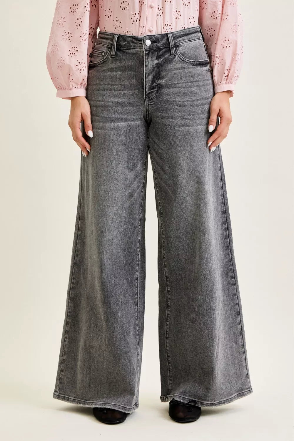 Hazel Blues® |  Judy Blue Mid Rise Palazzo Split Back Yoke