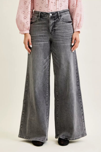 Hazel Blues® |  Judy Blue Mid Rise Palazzo Split Back Yoke