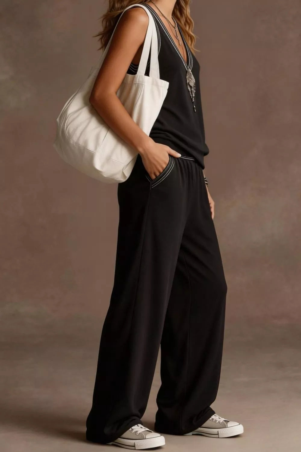 Hazel Blues® |  V-Neck Tank and Wide Leg Pants Set