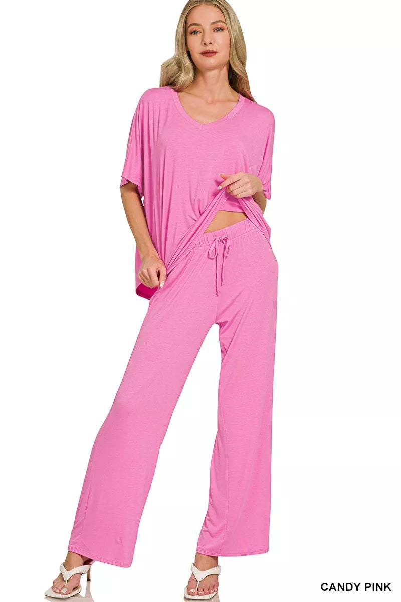 Hazel Blues® |  Zenana V-neck Oversized Top & Pants Set