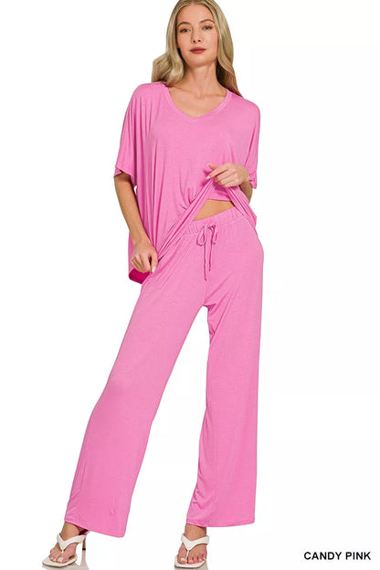 Hazel Blues® |  Zenana V-neck Oversized Top & Pants Set