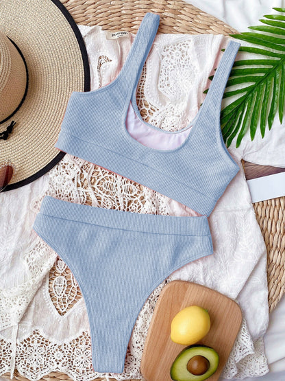 Hazel Blues® | Scoop Neck Wide Strap Two-Piece Swim Set