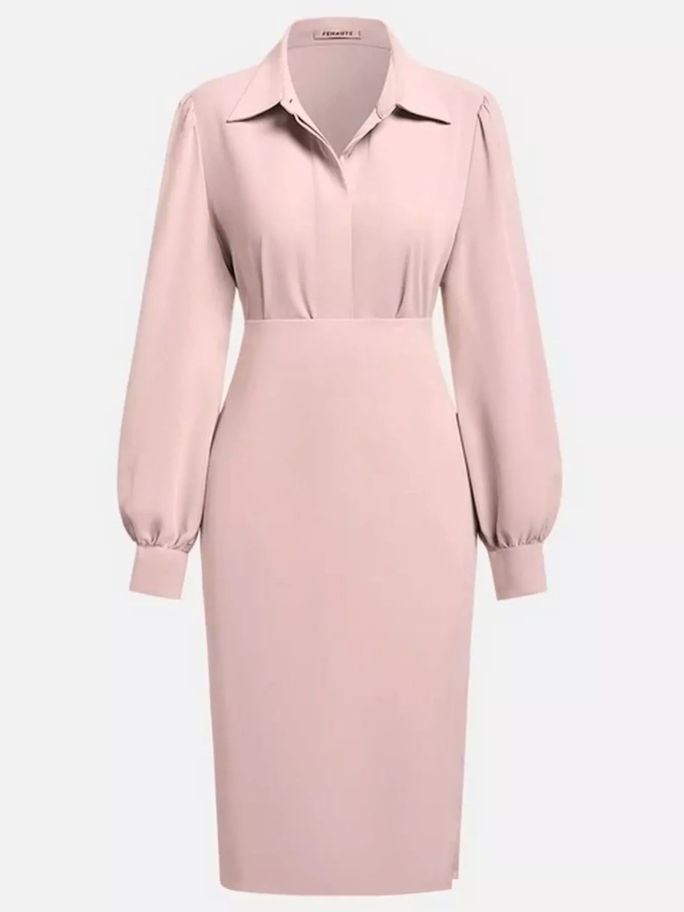 Hazel Blues® |  Ruched Midi Shirt Dress with Side Slit