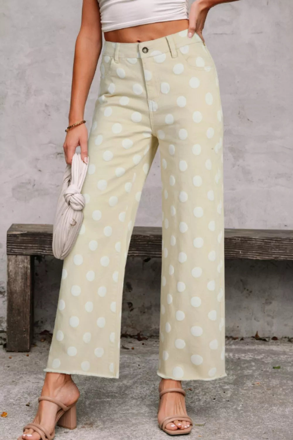 Hazel Blues® |  Polka Dot High-Waisted Wide Leg Jeans