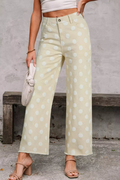 Hazel Blues® |  Polka Dot High-Waisted Wide Leg Jeans