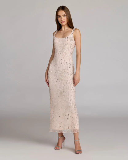Pink Beaded Bow Embellished Midi Dress