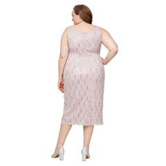 SL Fashions 9413104 Two Piece Plus Size Lace Tea Length Jacket Dress