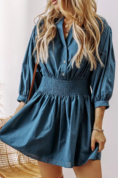 Hazel Blues® |  Smocked Button Front Mini Dress