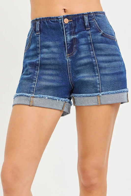 Hazel Blues® |  RISEN Slouchy Cuffed Denim Shorts