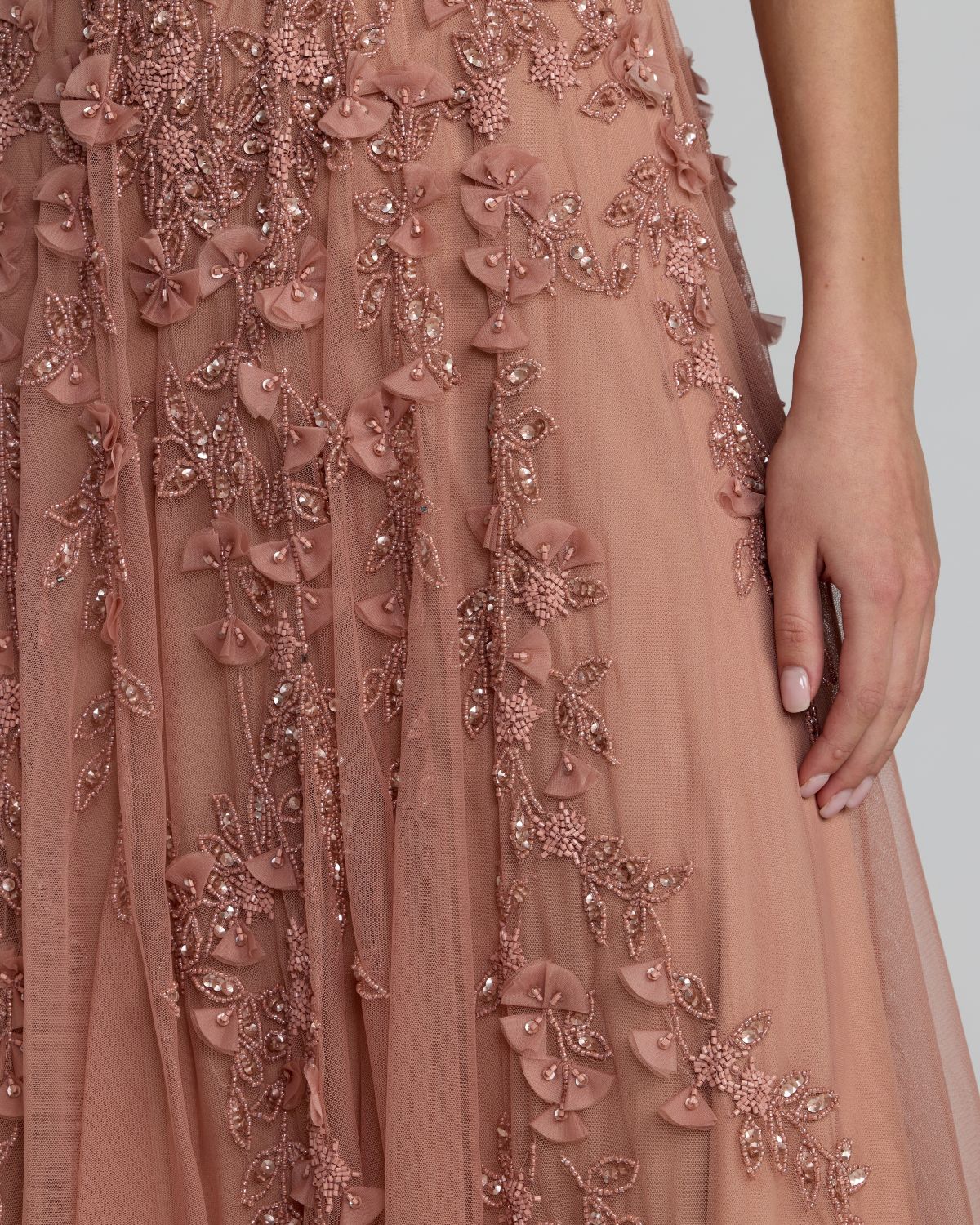 Pink Floral Embellished Cap Sleeve Midi Dress