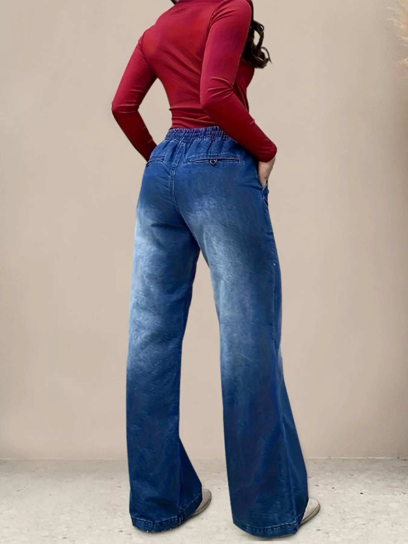 Hazel Blues® |  Drawstring Waist Wide Leg Jeans