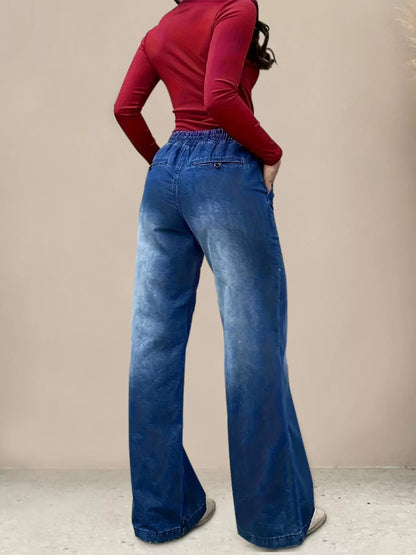 Hazel Blues® |  Drawstring Waist Wide Leg Jeans