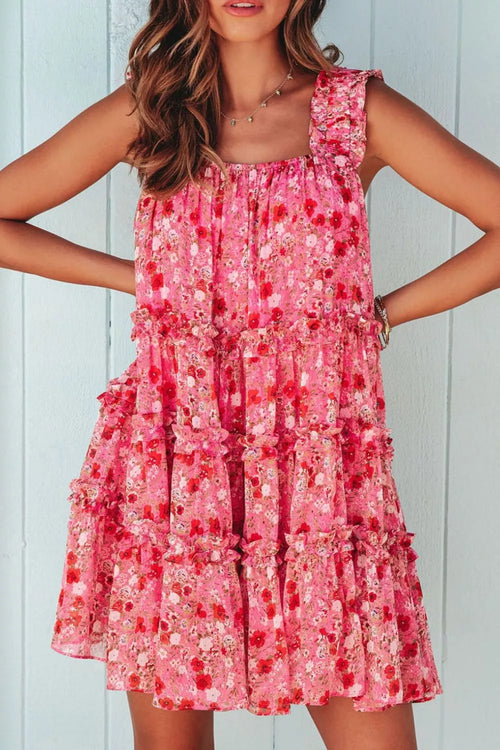 Hazel Blues® |  Floral Print Ruffle Tiered Mini Dress